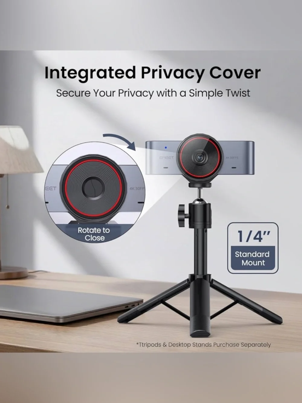 Ultra 4K Webcam w/ Autofocus, DRC, Whiteboard Mode, Privacy Cover, 2 Mics